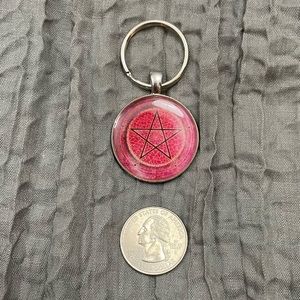 NWOT red Pentagram Keychain